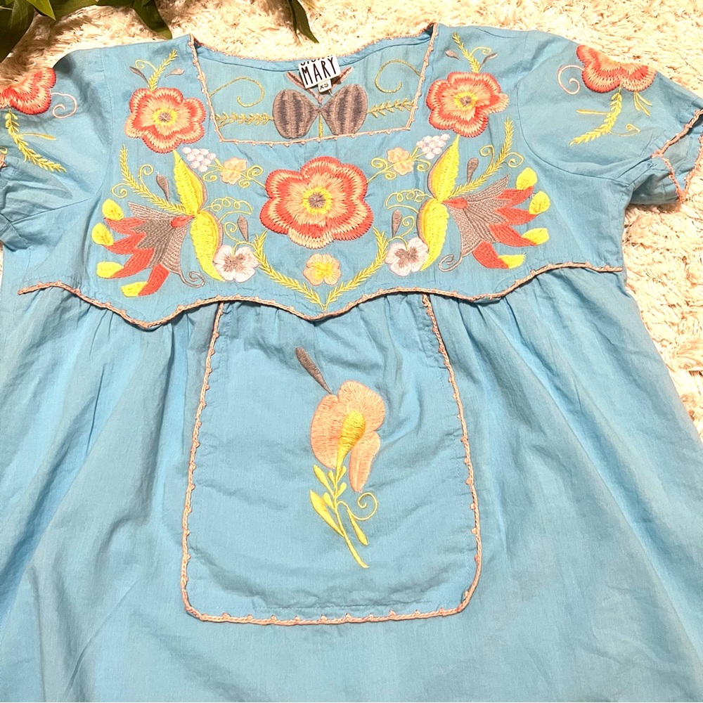 Sister Mary cotton embroidered floral Womans top Size XS - Picture 9 of 11